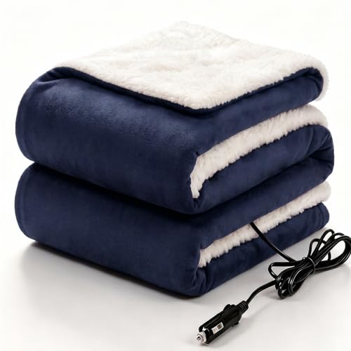 12 Volt Electric Portable Heated Car Blanket (Navy)