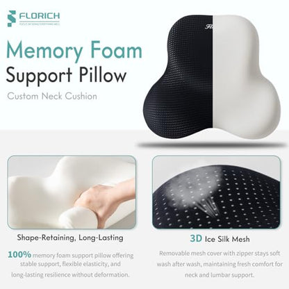 Lumbar Support Pillow and Neck Headrest Pillow for Office Chair Car (Black / 2 Pieces)