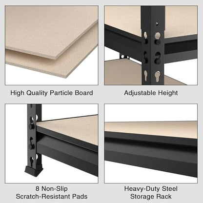 Metal Shelving with Particle Board (48"W x 24"D x 72"H(Black))
