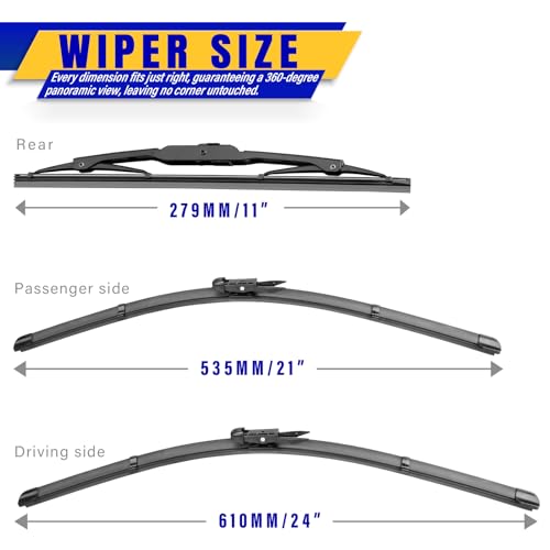 3 Wipers Fits GMC Acadia 2013 (24"+21"+10")