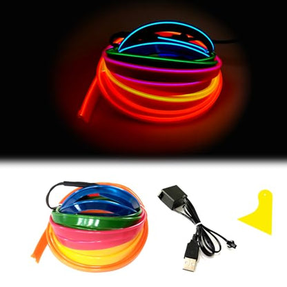 El Wire Mutilcolor Interior Car LED Strip Lights (Mutilcolor / 3 M)