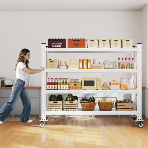 55.1” Wide Heavy Duty Metal Garage Shelving (White / 55.1"Wx23.6"Dx75.6"H)