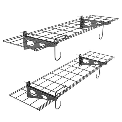 2 Pack Garage Wall Shelves (Black / 12*48inch)