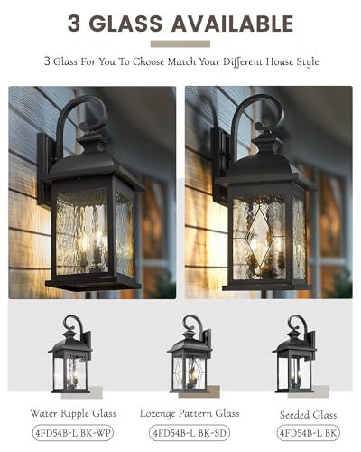 3 Light Outdoor Wall Light (Matte Black, Lozenge Pattern / 26", Single Unit)