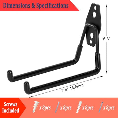 4 Pack Garage Hooks Heavy Duty (7.4 inch)