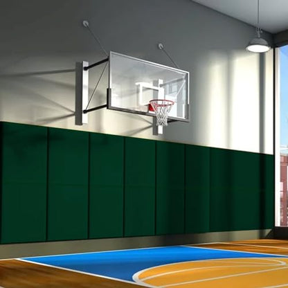 60" 72" High Gym Wall Padding 2" Thick Foam Basketball Court Wall Mount Protector for Garage Taekwondo Babyroom (DARK GREEN / 60" x 20" x 2")