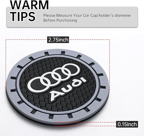 Car Cup Holder Coaster for Audi Recessed Silicone Cupholder Coaster Interior Accessories 2.75IN 2Pack (Gray-04)
