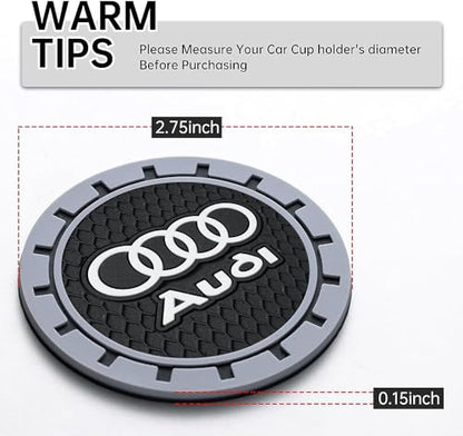 Car Cup Holder Coaster for Audi Recessed Silicone Cupholder Coaster Interior Accessories 2.75IN 2Pack (Gray-04)