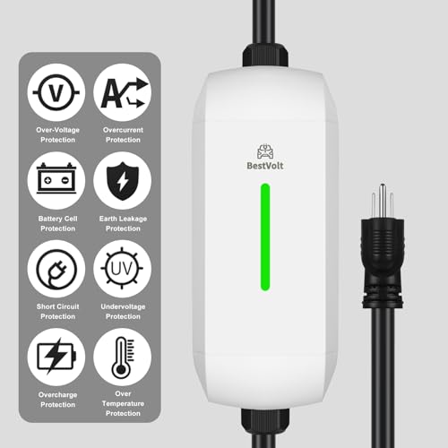 Best Volt Electric Vehicle Portable Charger for Tesla (White / Nema 5-15 120V/16A)