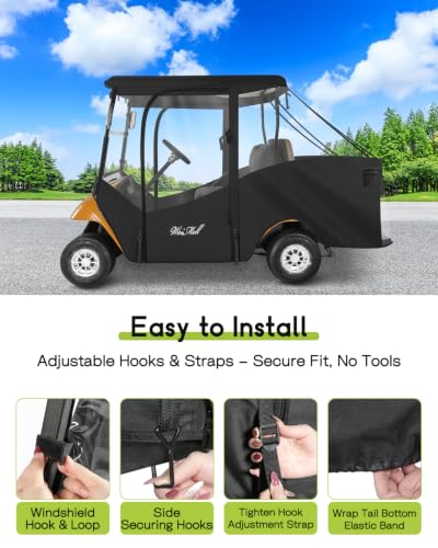 Golf Cart Enclosure 4 Passenger for EZGO TXT Short Roof 4 (for EZGO TXT Short Roof 4 Passenger / Black)