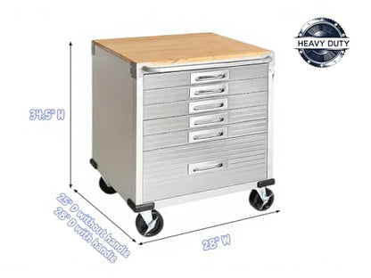 Heavy Duty Rolling Storage Cabinet with Wheels and Drawers (6 Drawer (28" W x 25" D x 34.5" H) / Granite)