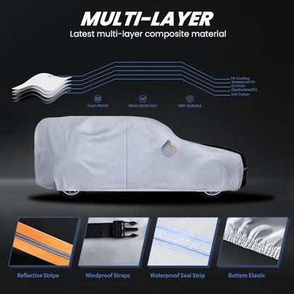 Multi Layer Car Cover Custom Fit for Jeep wrangler 4 Dr (W.Custom Fit Jeep wrangler 4 Door / White Car Cover)