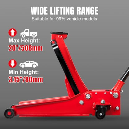 3 Ton Low Profile Hydraulic Floor Jack (Red / Dual Pump / 3 Ton)