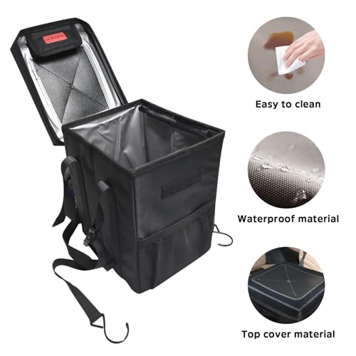 Leakproof Car Trash Can with Lid Hanging Soft Silicone Garbage Bin (Vehicle Trash Can)