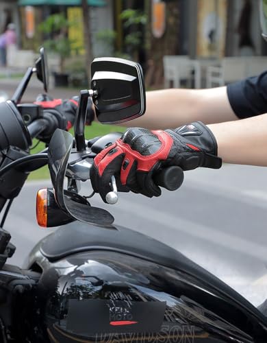 Sheepskin Leather Motorcycle Gloves for Men (Red / XX-Large)