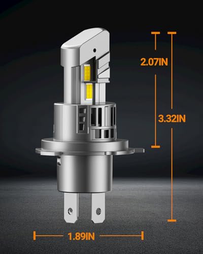 H4/9003/HB2 Fog Light Bulbs, 50000LM 6500K Cool White, 1:1 Mini Size, H4 Bulb with 13000RPM Cooling Fan, 3 Mins Plug-N-Play, IP67 Waterproof Non-polarity, Pack of 2 (H4/9003)