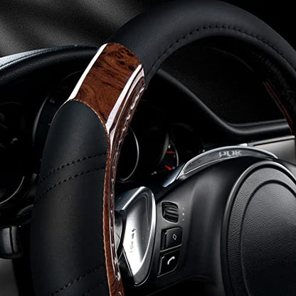 Wood Grain Microfiber Leather Sporty 14.5 (Black Wood Grain / Standard[14.5"-15"])