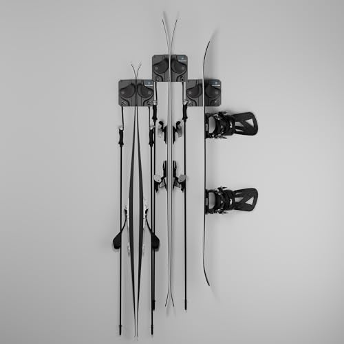 Ultimate Ski & Snowboard Wall Storage Rack (Black / Three Pack)