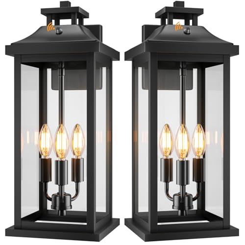 20" Black Dusk to Dawn Large Outdoor Lights for House 2 Pack (Black / 2-Pack/Dusk to Dawn)