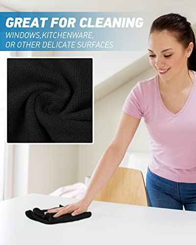 Microfiber Cleaning Cloth (24-Pack (13"x13"） / Black)