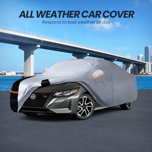 Multi Layer Car Cover Custom Fit for Nissan Sentra (W.Custom Fit Nissan Sentra / White Car Cover)