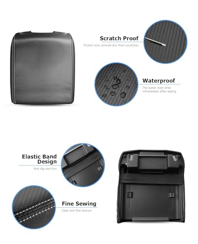 Center Console Cover for Ford F150 Accessories 2015 (Carbon Fiber Texture / 2015-2020)