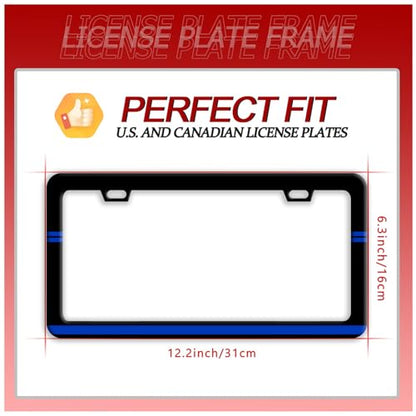Thin Blue Line Stainless Steel License Plate Frame for US Cars Decor (Thin Blue Line)
