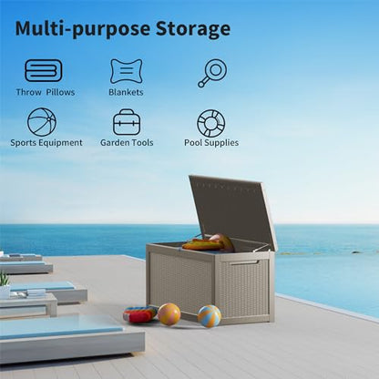 320 Gallon Outdoor Storage Box Patio Deck Box Waterproof (Grey / 320 Gallon)