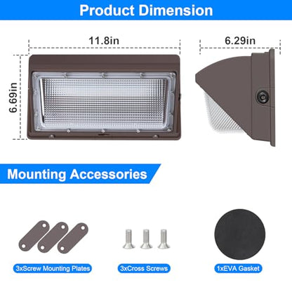 120W 6 Pack LED Wall Pack Lights for Barn Shop Garage (WITH photocell)