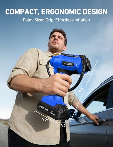 Cordless Tire Inflator Portable Air Compressor 160PSI 12VDC Battery (Blue)