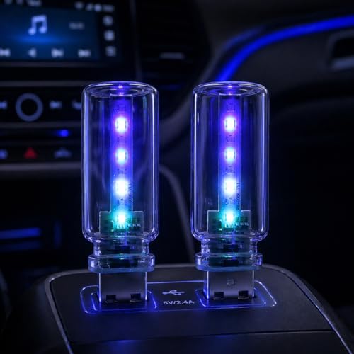 2PCS USB Car Interior Ambient Light (2pcs-clear Led)