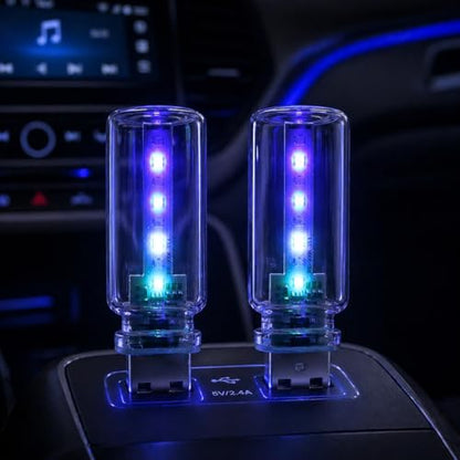 2PCS USB Car Interior Ambient Light (2pcs-clear Led)