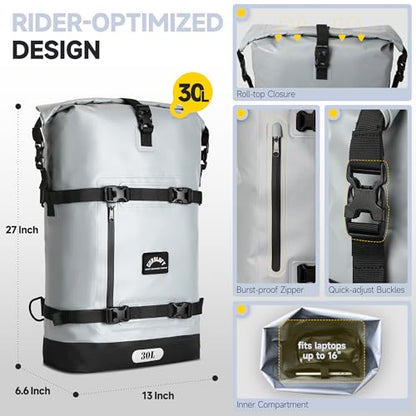 Motorcycle Tail Bag (Stone Grey / 30L)