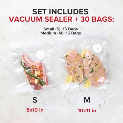 Compact Vacuum Sealer for Food (Vacuum Sealer + 20 Bags)