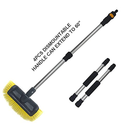 Car Wash Brush with Long Handle 12'' Lock Soft Bristle Brush car Scrub Brush 60'' Dismountable Pole with on