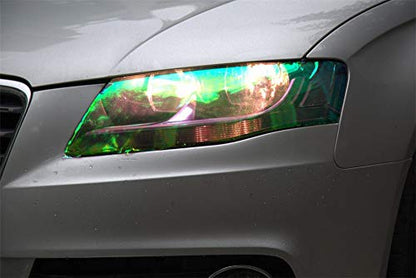 LED LIGHT 12 by 48 inches Self Adhesive Shiny Chameleon Headlights Tail Lights Fog Lights Films (Clear)