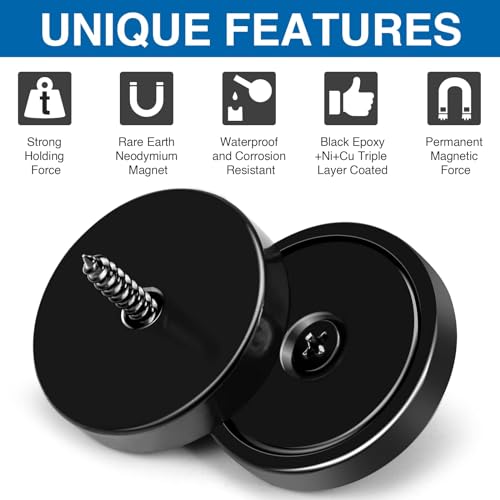 Magnets 110 LBS Heavy Duty Neodymium Strong Magnet 50 Pack (Black / 1.26in)
