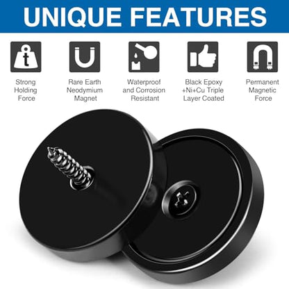 Magnets 110 LBS Heavy Duty Neodymium Strong Magnet 50 Pack (Black / 1.26in)