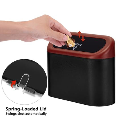 Mini Car Trash Can with Lid (Black/Red)