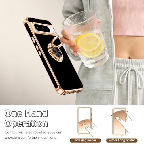for Google Pixel 8 Pro Case with Ring Stand Black (Black / 6.7" Pixel 8 Pro)