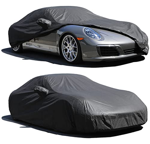 All Weather Waterproof car Cover Good for rain Snow uv Protection dust mid (D - (See Size Chart) / BLACK)