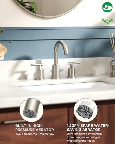 Widespread Brushed Nickel Bathroom Faucet 3 Hole Commercial Faucet (Stainless Steel)