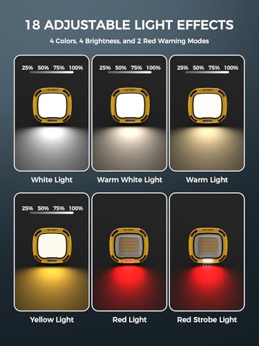 Portable Work Light with Magnetic 7500 mAh Rechargeable (Yellow)