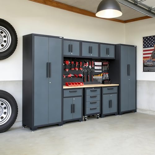 Gray Garage Storage Cabinet System 9 (Upgraded)