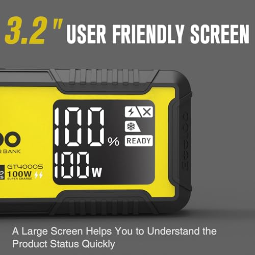 GT4000S 12V 4000A Peak Jump Starter with 100W Two (Yellow)