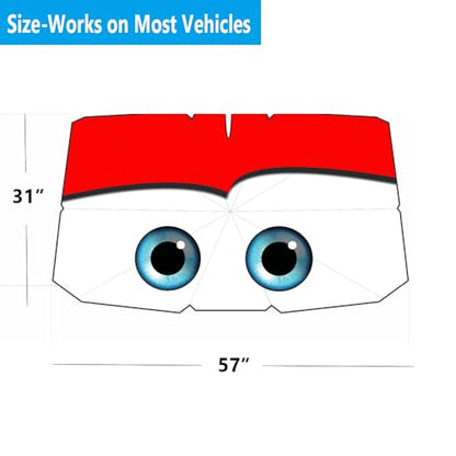 Windshield Sun Shade 2025 Car Accessories 100% Blackout Car Front Windsow Shades Umbrella Automotive Sun Visor Block Heat Insulation Protection (Red)