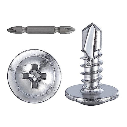 350 pcs) Wensilon #10×1/2”for Sheet Metal Self-Tapping Screws 410 Stainless Steel Truss Head High-Strength Quick Tapping Screws (#10X1/2" / Silver)
