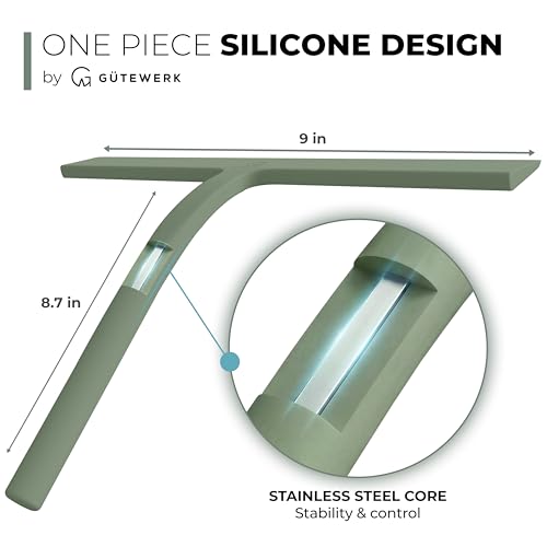 Silicone Shower Squeegee with 3 (Green / 9 Inches)