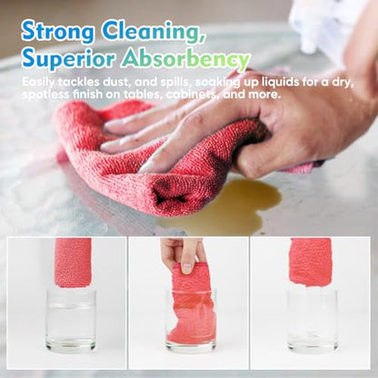 Red Microfiber Cleaning Cloth 12 Pack (Red / 12.5 x 12.5 Inch)
