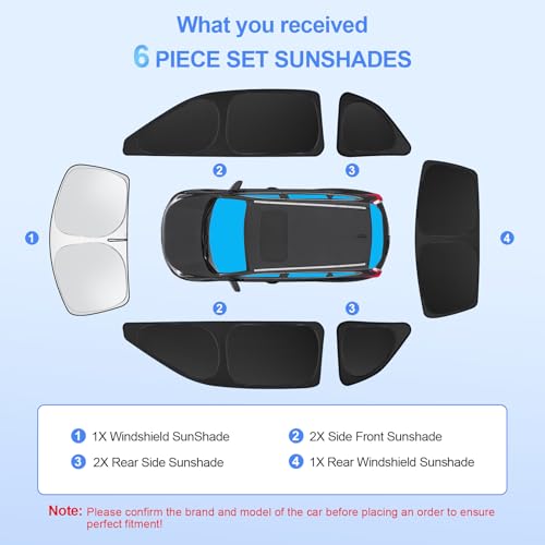 6pcs Car Window Shades for Dodge Challenger 2015